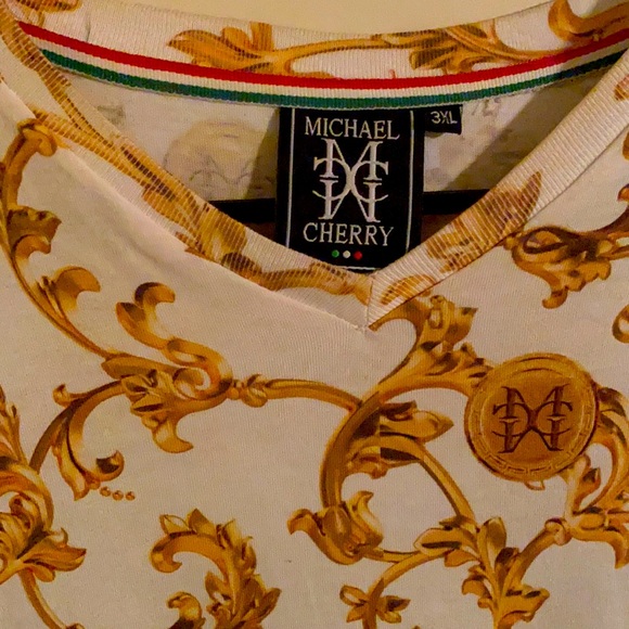 Michael Cherry designer Shirt Mens gold/white - Picture 2 of 3